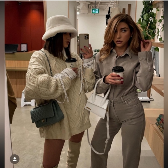 Zara LONG DENIM JUMPSUIT Taupe - Picture 6 of 11